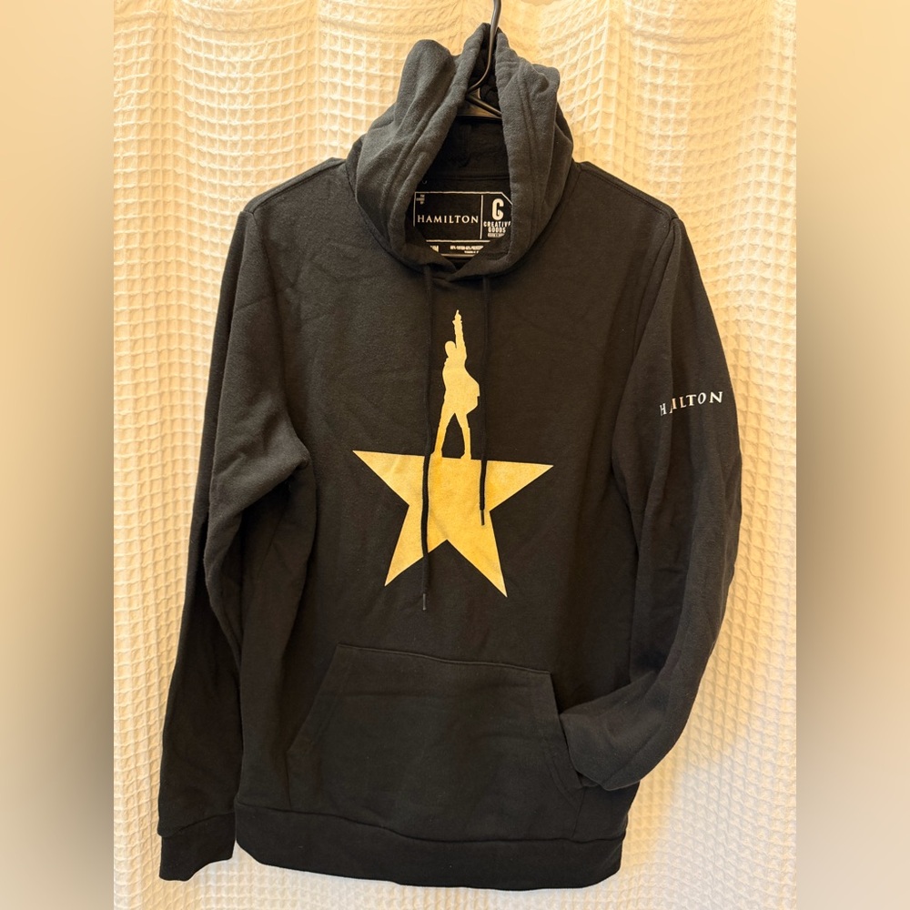Hamilton Black Hoodie with Gold Star Graphic
